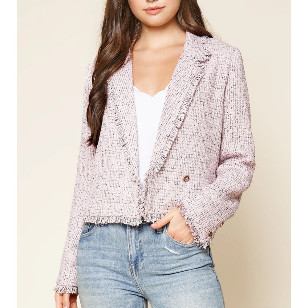 Sugar Lips Angelica Cropped Tweed Blazer